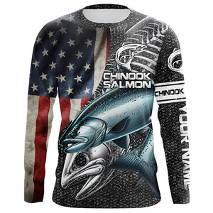 Chinook salmon fishing American flag patriotic fishing shirts for men Performance Customize NQS1693