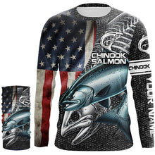 Load image into Gallery viewer, Chinook salmon fishing American flag patriotic fishing shirts for men Performance Customize NQS1693