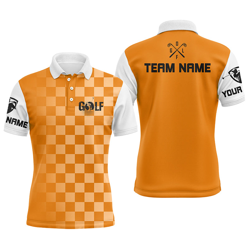 Mens golf polos shirts custom name funny golf shirts for men, golfing gifts | Orange NQS5512