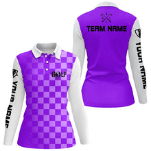 Load image into Gallery viewer, Womens golf polos shirts custom funny ladies golf shirts, women golf clothes | Purple NQS5513