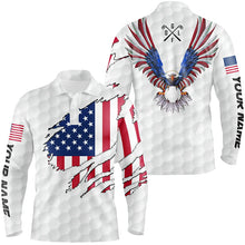 Load image into Gallery viewer, Personalized American flag patriot Eagle golf white mens golf polo shirts custom golf gifts for men NQS7662