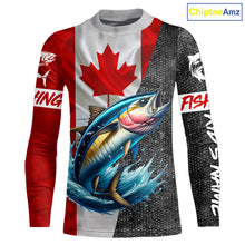 Load image into Gallery viewer, Canadian Flag Tuna Fishing Custom long sleeve performance Fishing Shirts, Tuna Fishing jerseys NQS9967