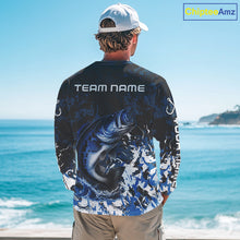 Load image into Gallery viewer, Blue Camo Largemouth Bass fishing Custom sun protection Bass fishing shirts, Bass fishing team jerseys NQS9994