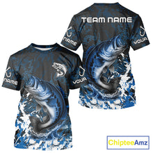 Load image into Gallery viewer, Blue Camo Largemouth Bass fishing Custom sun protection Bass fishing shirts, Bass fishing team jerseys NQS9994