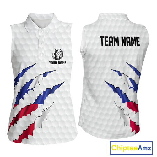 Personalized Texas Flag Women sleeveless polo shirt, Custom Patriotic Golf Team Shirts For ladies NQS10156