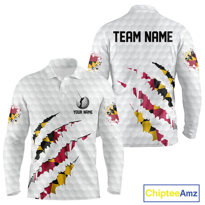 Personalized Maryland Flag Men golf polo shirts, Custom Patriotic Golf Team Shirts For men NQS10157