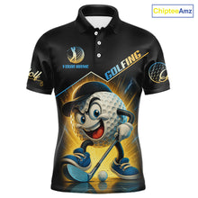 Load image into Gallery viewer, Funny Golf Ball Mens golf polo shirts custom name black golf shirt, best team golf shirts NQS10292
