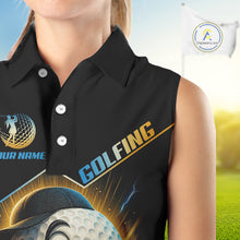 Load image into Gallery viewer, Funny Golf Ball Women Sleeveless Polo Shirt custom name black golf shirt, best team golf shirts NQS10292