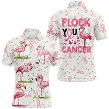 Load image into Gallery viewer, Funny Mens golf polo shirt custom pink ribbons breast cancer flamingo golf shirts flock you cancer NQS8507