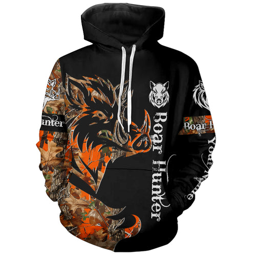 Boar Hunting Black Orange Camo 3D all over Print Shirt, Boar Hunting Apparel NQS72