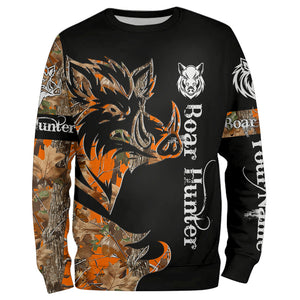 Boar Hunting Black Orange Camo 3D all over Print Shirt, Boar Hunting Apparel NQS72