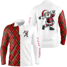 Load image into Gallery viewer, Red Plaid Christmas pattern Santa Golf Polo Shirt For Men custom Xmas golf top for mens NQS8995