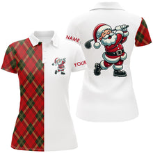 Load image into Gallery viewer, Red Plaid Christmas pattern Santa Golf Polo Shirt For Women custom Xmas golf top for ladies NQS8995