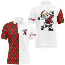 Load image into Gallery viewer, Red Plaid Christmas pattern Santa Golf Polo Shirt For Men custom Xmas golf top for mens NQS8995