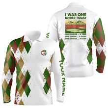 Load image into Gallery viewer, Funny Mens golf polo shirts custom I was one under today, one under a tree, bush and water | Green NQS9223