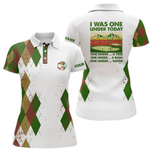 Load image into Gallery viewer, Funny Womens golf polo shirts custom I was one under today, one under a tree, bush and water | Green NQS9223