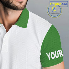 Load image into Gallery viewer, White and Green argyle pattern Mens Golf polo shirts Custom funny St. Patrick's day mens golf outfit NQS11296