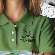 Load image into Gallery viewer, Funny Green frog Women's Golf polo shirts Custom golf outfit for ladies, personalized golf gifts NQS11300