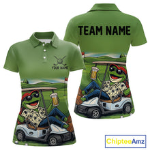 Load image into Gallery viewer, Funny Green frog Women's Golf polo shirts Custom golf outfit for ladies, personalized golf gifts NQS11300