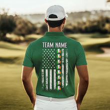 Load image into Gallery viewer, American Flag St Patrick Day Custom Men golf polo shirts, personalized golf jerseys for team | Green NQS9588
