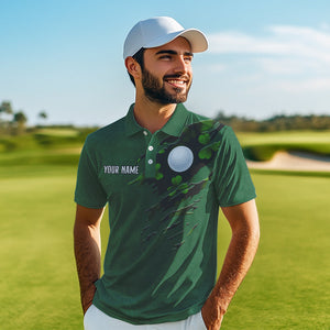 American Flag St Patrick Day Custom Men golf polo shirts, personalized golf jerseys for team | Green NQS9588