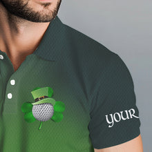 Load image into Gallery viewer, Funny Green golf ball St Patrick Day Custom Men golf polo shirts, personalized golf attire for men NQS9589
