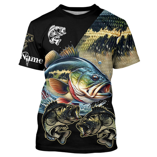 Largemouth Bass Fishing Scale Customize Name All Over Printed Shirts Personalized Fishing Gift NQS230