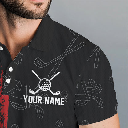 Black Camo American Flag Golf Polo Shirts For Men custom Patriotic golf outfit Team Jerseys NQS9727