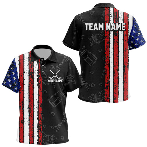 Black Camo American Flag Kids golf polo shirts custom Patriotic golf outfit Team Kid Jersey NQS9727