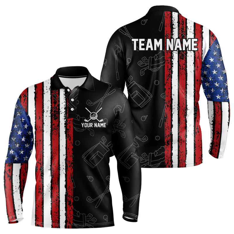 Black Camo American Flag Golf Polo Shirts For Men custom Patriotic golf outfit Team Jerseys NQS9727
