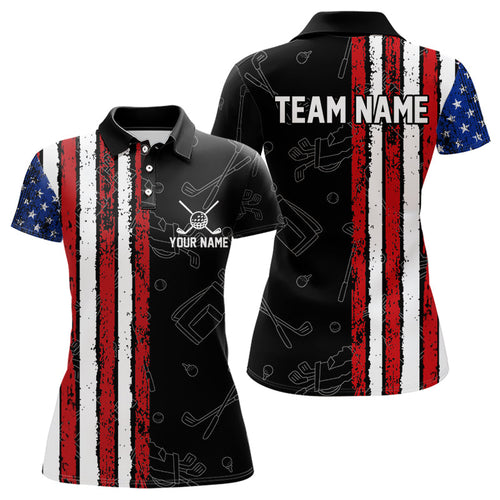Black Camo American Flag Golf Polo Shirts For Women custom Patriotic golf outfit Team ladies Jerseys NQS9727