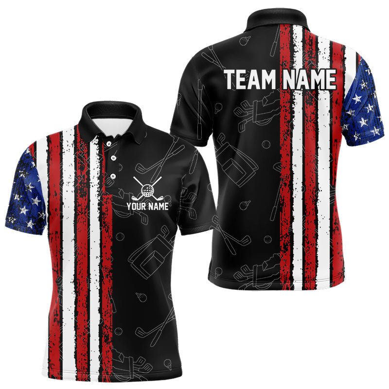 Black Camo American Flag Golf Polo Shirts For Men custom Patriotic golf outfit Team Jerseys NQS9727