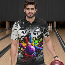 Load image into Gallery viewer, Colorful bowling jerseys Polo, 1/4 Zip Shirt for Men Custom Bowling Team shirts for bowler | White NQS9729