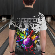 Load image into Gallery viewer, Colorful bowling jerseys Polo, 1/4 Zip Shirt for Men Custom Bowling Team shirts for bowler | White NQS9729