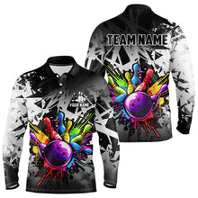Load image into Gallery viewer, Colorful bowling jerseys Polo, 1/4 Zip Shirt for Men Custom Bowling Team shirts for bowler | White NQS9729