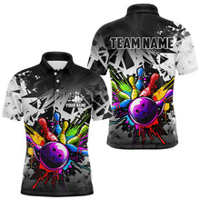 Load image into Gallery viewer, Colorful bowling jerseys Polo, 1/4 Zip Shirt for Men Custom Bowling Team shirts for bowler | White NQS9729