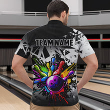 Load image into Gallery viewer, Colorful bowling jerseys Polo, 1/4 Zip Shirt for Men Custom Bowling Team shirts for bowler | White NQS9729