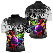 Load image into Gallery viewer, Colorful bowling jerseys Polo, 1/4 Zip Shirt for Men Custom Bowling Team shirts for bowler | White NQS9729