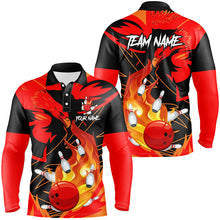 Load image into Gallery viewer, Eagle flame bowling ball and pins custom Men Bowling Polo Shirts, team bowling jerseys | Red NQS7514