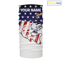 Load image into Gallery viewer, Red, White and Blue American Flag Redfish Fishing custom patriotic Redfish performance fishing shirts NQS10002