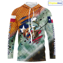 Load image into Gallery viewer, Texas slam redfish trout flounder scales Texas flag Custom patriotic fishing long sleeve shirts NQS10163