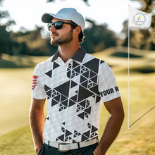 Load image into Gallery viewer, Funny Mens golf polo shirts black and white custom I was one under today, under a tree, bush, water NQS10164