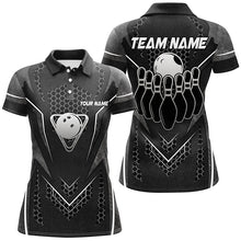 Load image into Gallery viewer, Black Hexagon pattern bowling ball and pins Women bowling shirts custom Team bowling league jerseys NQS8328