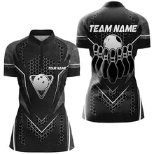 Load image into Gallery viewer, Black Hexagon pattern bowling ball and pins Women bowling shirts custom Team bowling league jerseys NQS8328