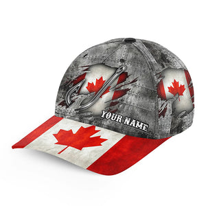 Canadian flag fish hook fishing camo Custom fishing hat Unisex Fishing Baseball Angler flag hat cap NQS8526