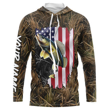Load image into Gallery viewer, Custom American Walleye fishing camo shirts for men Performance Long Sleeve fishing shirt NQS1032
