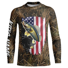 Load image into Gallery viewer, Custom American Walleye fishing camo shirts for men Performance Long Sleeve fishing shirt NQS1032