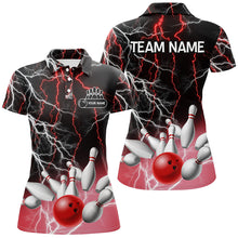 Load image into Gallery viewer, Women bowling polo shirt Custom bowling Red lightning thunder team league jersey NQS6672