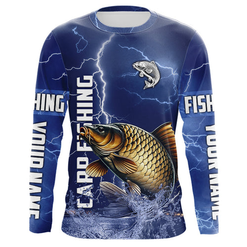 Carp Fishing blue lightning jerseys custom performance Long Sleeve tournament fishing shirts NQS9235