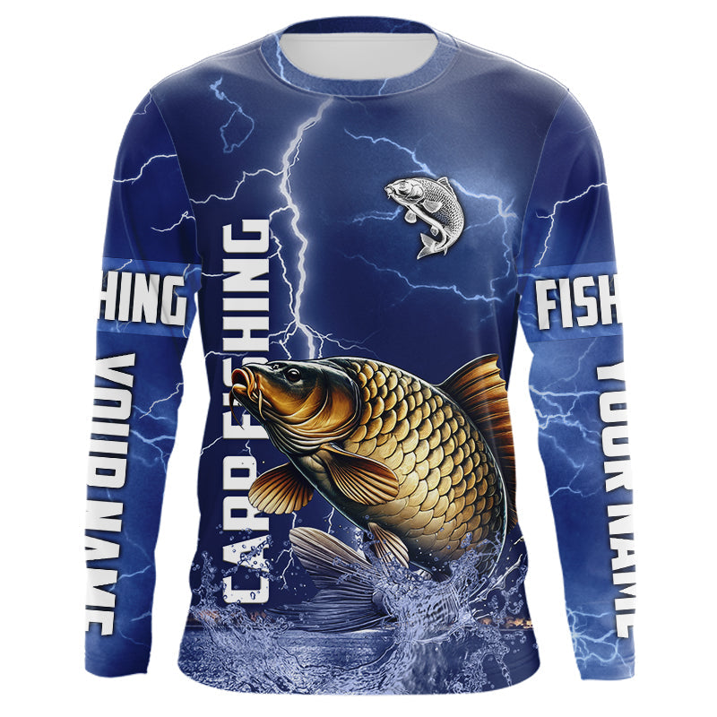 Carp Fishing blue lightning jerseys custom performance Long Sleeve tournament fishing shirts NQS9235